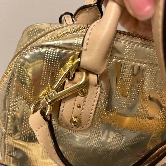 MICHAEL Michael Kors Metallic Gold Cindy Dome Satchel Bag